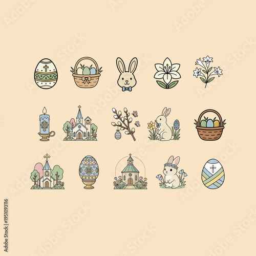 easter sunday set illustration vector