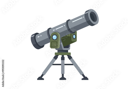 Modern gray telescope on a sturdy tripod, designed for astronomical observation and exploration of the cosmos, representing scientific discovery and stargazing hobbies
