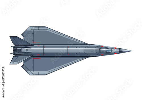 Top-down illustration of a sleek, advanced military jet fighter aircraft showcasing a modern, futuristic design for high-speed aerial defense and strategic operations concept
