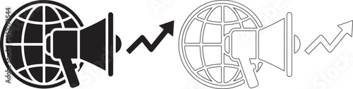 Global Marketing Megaphone with Upward Trend Arrow