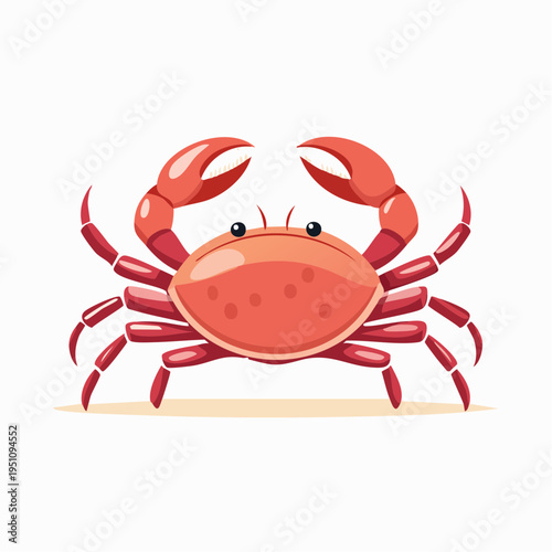 Funny Cartoon Crab Illustration with Claws Raised