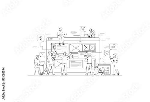Business strategy, teamwork, workflow planning, office workflow vector illustration