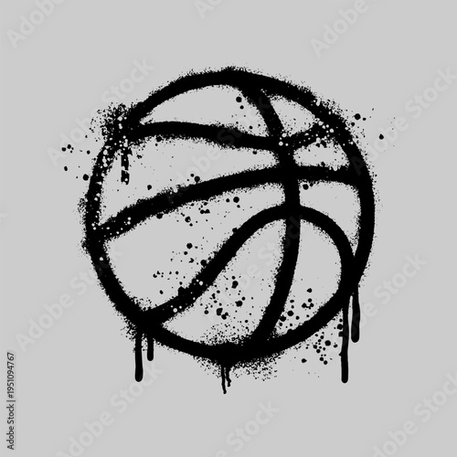 Basketball Ball Icon Rendered In Messy Spray Paint Graffiti Texture