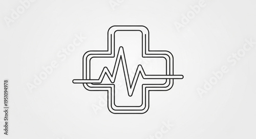 Medical Health Care Symbol with Heartbeat Line.