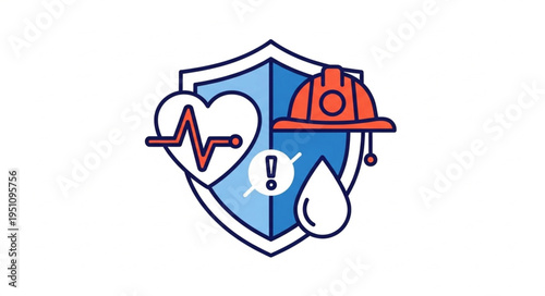 Firefighter safety and health protection shield icon.