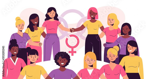 Diverse group of women standing together in solidarity.