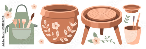 Creative pottery workshop with spring theme – Suitable for adult education classes, hobby marketing, or artistic community content.