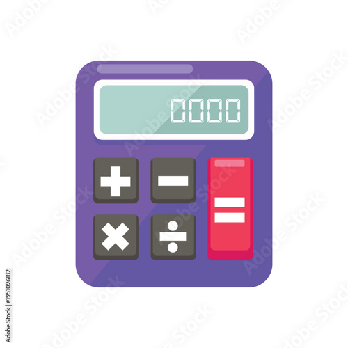Calculator icon vector, accounting finance and calculation tool vector illustration, calculator clip art, purple digital calculator icon for accounting and math concepts