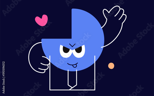 Cute happy geometric circle sector face.