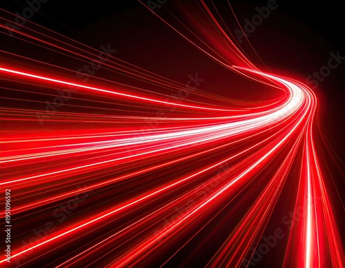 Red light trails swirling against a black backdrop
