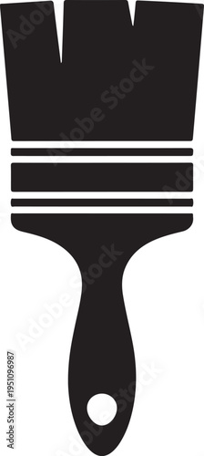 Classic paintbrush silhouette with a black handle and bristles design
