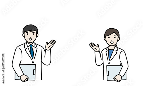 ファイルを持って説明をする白衣の医療従事者