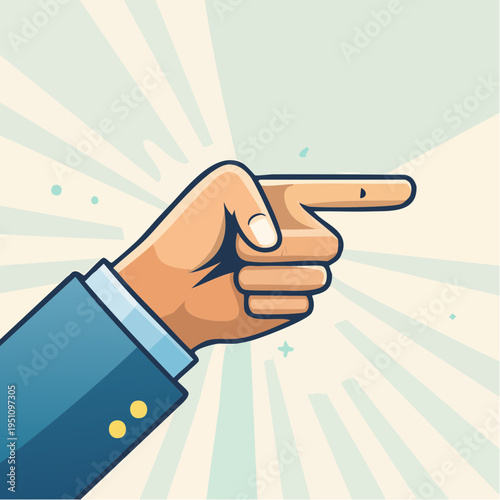 Assertive hand gesture pointing towards the right, signifying direction, choice, or progress in a clear, modern illustration