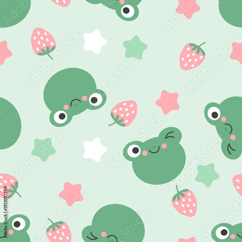seamless pattern with frog cute cartoon fabric design
