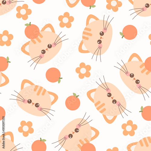 seamless pattern with cat cute cartoon fabric design