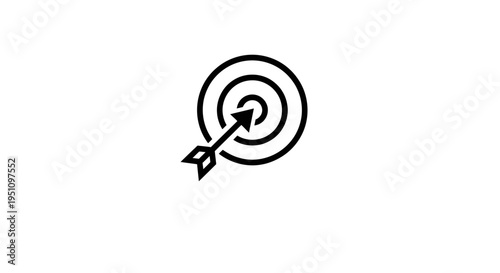 Minimal target icon with arrow representing goal achievement, focus and success.