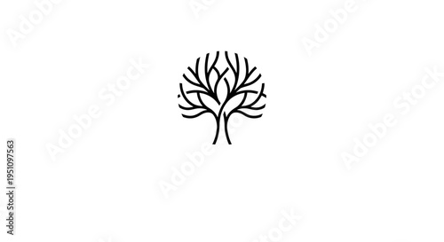 Minimal black and white tree icon representing nature, environment and sustainability.