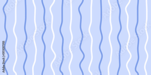 Wavy vertical stripes horizontal seamless pattern. Abstract geometric retro texture. Wavy distorted stripes on a blue background. Vector illustration