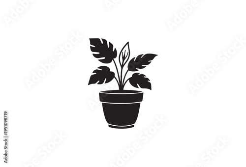 Black potted plant icon vector