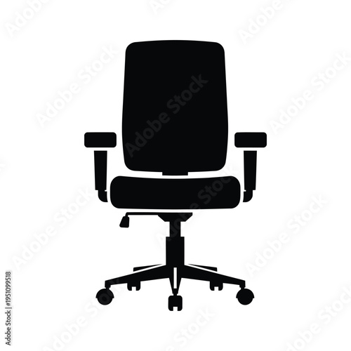 Black office chair isolated on white background vector illustration
