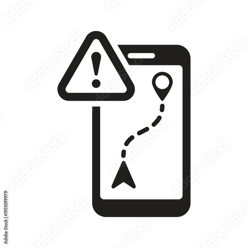Smartphone navigation with warning icon