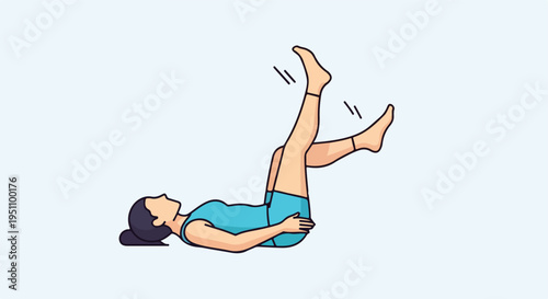 Illustration of a woman on her back doing a leg lift exercise