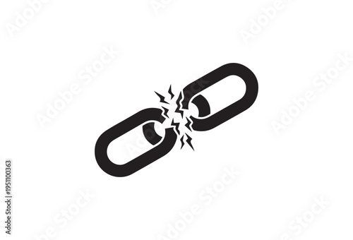 Broken chain link vector icon, cracked chain symbol