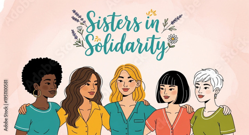 Diverse group of women standing together in solidarity.