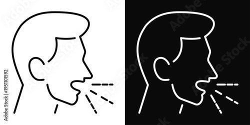 Coughing man head icon vector line art medical