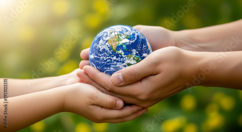 Hands holding a small globe representing earth and environmental care