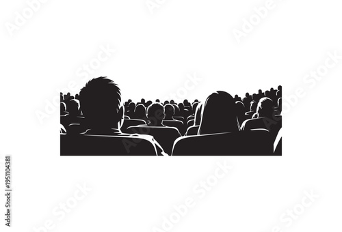 Vector silhouette of people sitting in a cinema or theater