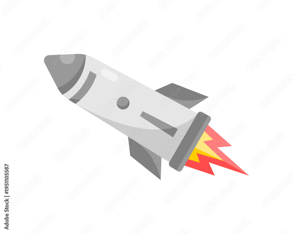 Obraz premium Missile rocket war icon flat vector design