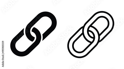 Two interconnected chain links displayed in a stark black and white graphic silhouette