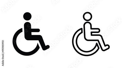 Two depictions of people in wheelchairs one filled and one outlined a disability access symbol silhouette
