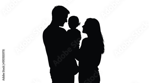 A tender moment of a family embracing a father mother and child black silhouette