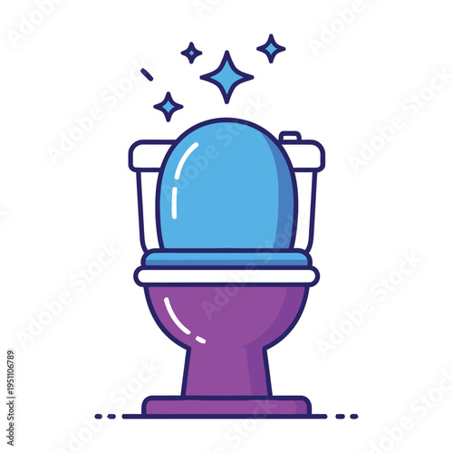 Clean toilet bowl with shiny surface and sparkling effects in vibrant colors