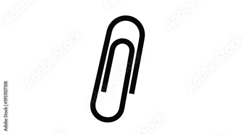 A simple black outline of a standard metal paperclip clearly depicted as a silhouette