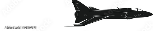 Modern Military Fighter Jet Silhouette Vector Featuring Aerodynamic Supersonic Aircraft Profile for Tactical Air Force and Aerospace Defense Graphic Design