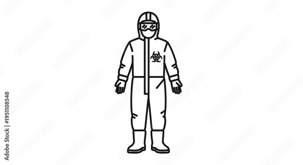 Fototapeta premium Hazmat suit protective clothing illustration biohazard symbol.