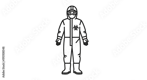 Hazmat suit protective clothing illustration biohazard symbol.