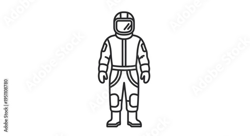 Astronaut suit outline illustration simple drawing.