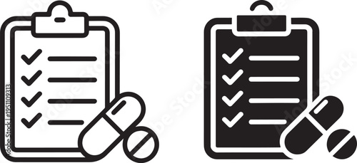 medical checklist clipboard pills icon healthcare prescription list symbol
