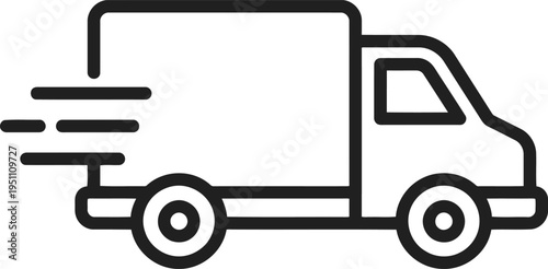 Delivery truck speeding, fast moving van, transportation icon