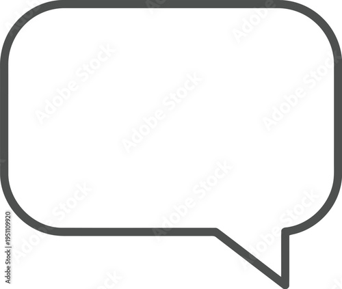 Speech bubble icon, empty message box, communication symbol, black outline on white background