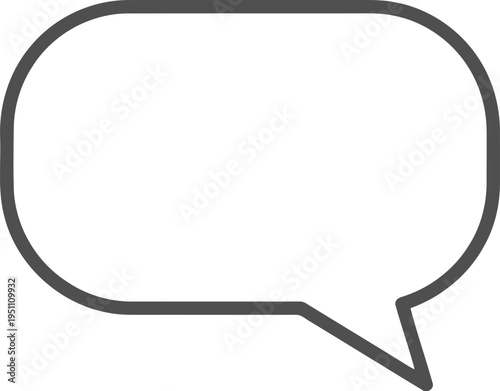Speech bubble icon, empty chat box, communication symbol, outline style, white background