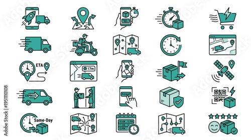 Culinary contest icons. Chef, judging, timer, award, trophy, medal, plating, menu, kitchen, restaurant, winner, certificate, food photography, professional, baking. Teal line vector graphics