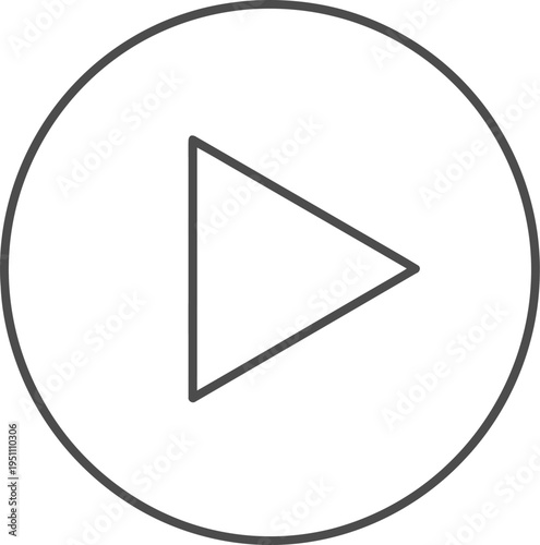 Play button icon, black and white, simple design, media symbol