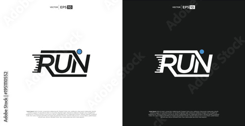 Running Logo Design with Blue Dot and Speed Lines