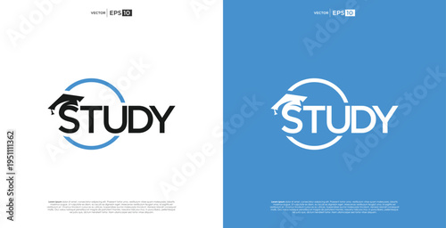 Study Logo Design with Graduation Cap and Circle Element