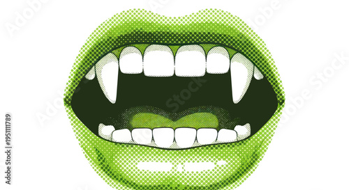 Green Vampire Mouth with Fangs